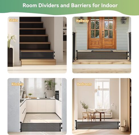 14" Tall Short Dog Gate to Step Over, Retractable Mesh Pet Door for Small Puppy, Extended up to 59" Wide for Indoor Stairs Doorways and Hallway(White) in Kuwait