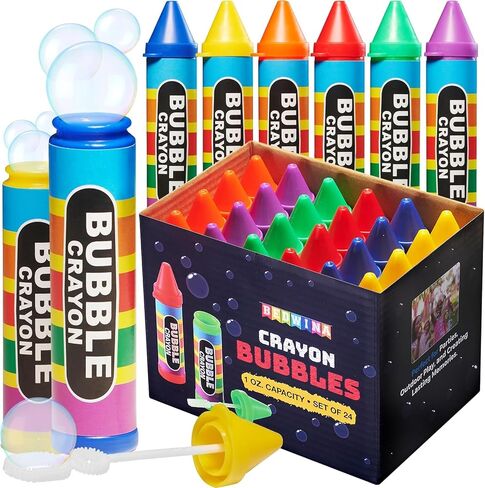 Mini Crayon Bubbles For Kids (Pack of 24) 1 Fl Oz Bulk Bubbles For Kids & Bubble Wand Bottles In Assorted Crayons Shape Colors Non-toxic Mini Bubbles Party Favors For Kids outdoor Toys For Goodie Bags in Kuwait