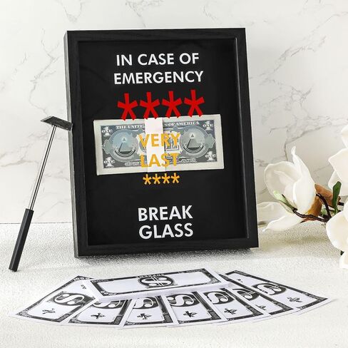 Marsui in Case of Emergency Break Glass Boxes for Cash Gift for Wall Display with Hammer DIY for Birthday Graduation Mother's Day Christmas Husband Wife Money Not Included(Classic) in Saudi Arabia