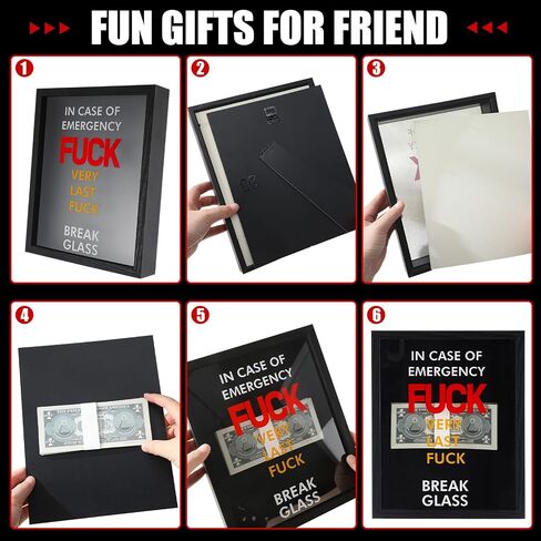 Marsui in Case of Emergency Break Glass Boxes for Cash Gift for Wall Display with Hammer DIY for Birthday Graduation Mother's Day Christmas Husband Wife Money Not Included(Classic) in Saudi Arabia