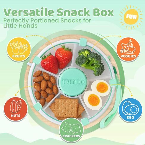 Toddler Snack Spinner - حاويات غداء متينة ومتسابقين - 5 مقصورة للأطفال - صندوق خفيفة مثالي للتجول - خالي من BPA وآمن غسالة الصحون - الوردي in Saudi Arabia