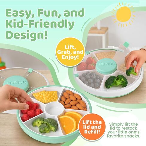 Toddler Snack Spinner - حاويات غداء متينة ومتسابقين - 5 مقصورة للأطفال - صندوق خفيفة مثالي للتجول - خالي من BPA وآمن غسالة الصحون - الوردي in Saudi Arabia