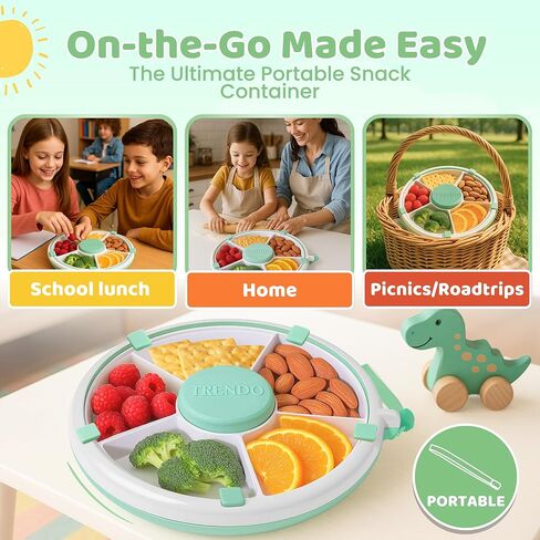 Toddler Snack Spinner - حاويات غداء متينة ومتسابقين - 5 مقصورة للأطفال - صندوق خفيفة مثالي للتجول - خالي من BPA وآمن غسالة الصحون - الوردي in Saudi Arabia