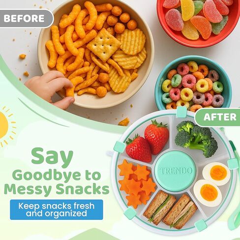 Toddler Snack Spinner - حاويات غداء متينة ومتسابقين - 5 مقصورة للأطفال - صندوق خفيفة مثالي للتجول - خالي من BPA وآمن غسالة الصحون - الوردي in Saudi Arabia