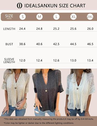 IDEALSANXUN Crochet Cardigans for Women Summer Lightweight Half Sleeve Hollow Out Knit Cardigan Sweater Tops in Saudi Arabia