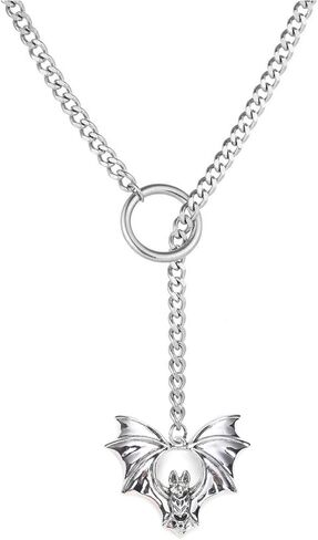 Black Stain Steel Lariat Y Necklaces Wrap Choker Necklace Punk Gothic Bar Pendant Cuban Link O Ring Long Black Necklaces Adjustable Slip Chain Necklace jewelry gift for women ﻿ in Saudi Arabia