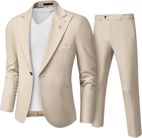 بدلة ynd Men's 2 قطعة من الكتان غير الرسمي ، سترة وسروال خفيفة الوزن بانتظام ، tuxedo لزيارت أعمال الزفاف غير الرسمية in Saudi Arabia