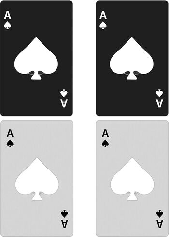 10 قطع من فتاحات زجاجات الآس أوف البستوني، فتاحات زجاجات بطاقات البوكر، من الفولاذ المقاوم للصدأ المحمولة المعدنية لبطاقات الائتمان وزجاجات البيرة يمكن أن تغطي فتحات جيب المحفظة، وحفلات الزفاف وأعياد الميلاد - فضي in Kuwait