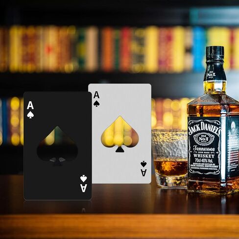 10 قطع من فتاحات زجاجات الآس أوف البستوني، فتاحات زجاجات بطاقات البوكر، من الفولاذ المقاوم للصدأ المحمولة المعدنية لبطاقات الائتمان وزجاجات البيرة يمكن أن تغطي فتحات جيب المحفظة، وحفلات الزفاف وأعياد الميلاد - فضي in Kuwait