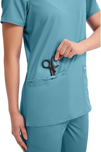 Cherokee Medical Women's Scrub Top V-Neck Modern Classic Fit with 3 Pockets, Ultra Soft and 2-Way Stretch Fabric - WW620, L, Sweet Berry in Saudi Arabia