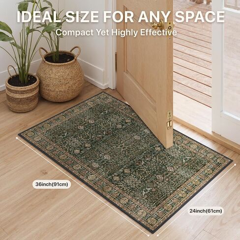 Bavni 2x6 Rug Runners للممرات ، سجادة عداء قابلة للغسل غير قسيمة ، سجاد نمط طباعة الأزهار العتيقة لسجاد غرفة نوم منخفضة الوزن للحمام الممرات ، الأخضر الداكن/متعدد in Saudi Arabia