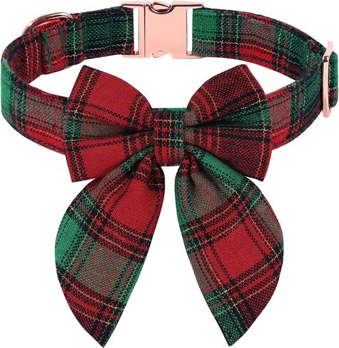 St. Patrick's Day Dog Collar with Bow, Green Lucky Shamrock Adjustable Dog Collar with Bow tie for Medium Small Dog, Spring Dog Collar with Durable Metal Buckle in Kuwait