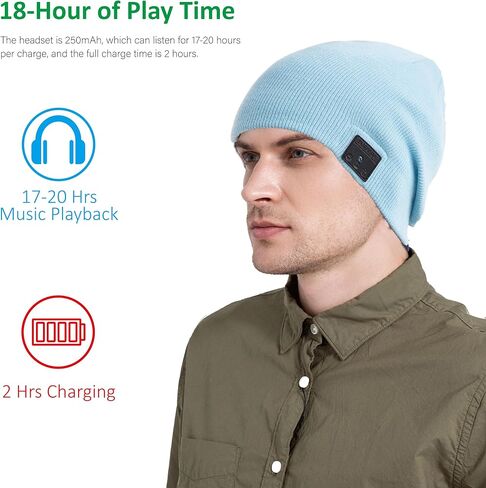 Bluetooth Beanie, 18 hrs Playing HD Stereo, Built-in Mic, Men's/Women's Christmas Electronic Gifts in Saudi Arabia