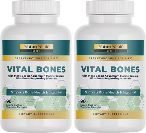 Nature's Lab Gold Vital Bones with Aquamin™ Plant-Based Calcium - 90 Vegetarian Capsules in Kuwait