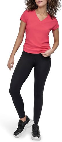DKNY Women's Short Sleeve V-Neck Tech Ruched Side Side Seam T-Shirt T-Shirt in Saudi Arabia