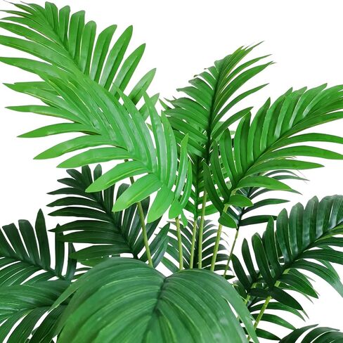 Set of 2 Artificial Areca Palm Plants in Pots, 51 Inch Fake Tropical Palm Trees with Greenery Leaves and Stems, Faux Dypsis Lutescens Floor Plants for Office, Store, Garden, Home Decoration in Saudi Arabia