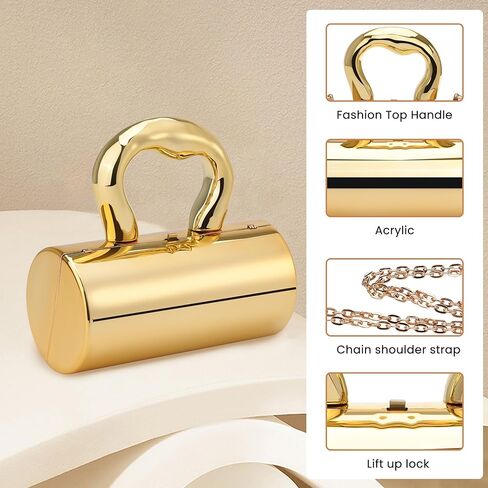 Acrylic Evening Clutch, Geometric Gold Acrylic Clutch Purses for Women, Gold Purses for Women with Removable Chain, Elegant Gold Purse Clutch, Acrylic Handbag for Wedding Party Prom in Kuwait