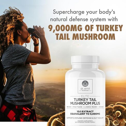 دكتور. Emil Nutrition 9000mg Lions Lions Mane Capsules مع Chaga و Reishi & Maitake - Mushroom Blend لدعم العافية in Kuwait