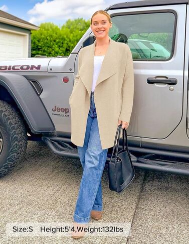 ZESICA Women's Casual Lapel Cardigan Long Sleeve Open Front Irregular Hem Soft Knitted Sweater Coat with Pockets in Saudi Arabia
