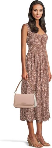 kate spade new york Hudson Pebbled Leather Flap Shoulder Bag, Pastry Pink in Kuwait