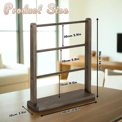 4 Tier Wooden Ribbon Organizer Rack, Large Capacity Ribbon Holder, Ribbon Spool Holder Stand, Washi Tape Storage Organizer, Wooden Sewing Organizer Display Shelf for Craft Room,Cake Shop,Flower Store in Kuwait