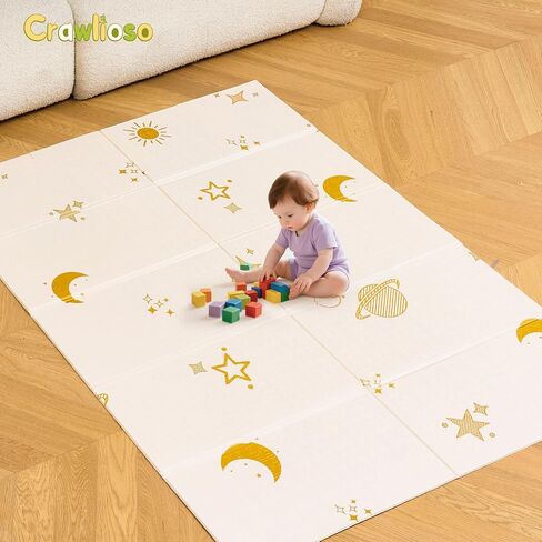 حصيرة لعب الأطفال للأرضية - 79 "× 71" قابلة للطي وماقدة على الوجهين زحف زحف كبير مع حقيبة حمل ، ولعب الرغوة غير القوية للماء للرضع والأطفال الصغار - COSMO & CRITRES in Saudi Arabia