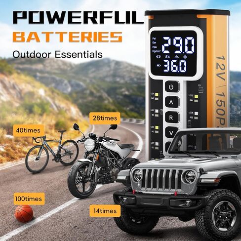 Tire Inflator Portable Air Compressor, Air Pump for Car Tires 5X Faster 150 Psi Digital Pressure Gauge, LED Light and Auto Shut-off Cordless Pocket Portable Pump for Car, Motorcycle, Bike, Balls etc. in Saudi Arabia
