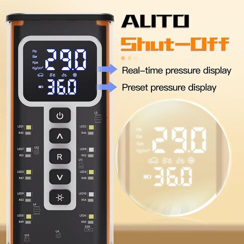 Tire Inflator Portable Air Compressor, Air Pump for Car Tires 5X Faster 150 Psi Digital Pressure Gauge, LED Light and Auto Shut-off Cordless Pocket Portable Pump for Car, Motorcycle, Bike, Balls etc. in Saudi Arabia