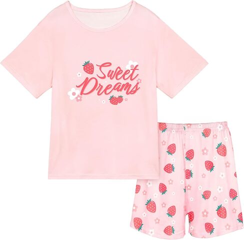 Play Tailor Girls Pajamas for Kids 2 PCS Summer Pjs Set Short Sleeve Top and Shorts Sleepwear for Teen Girl in Saudi Arabia
