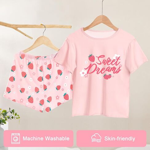 Play Tailor Girls Pajamas for Kids 2 PCS Summer Pjs Set Short Sleeve Top and Shorts Sleepwear for Teen Girl in Saudi Arabia