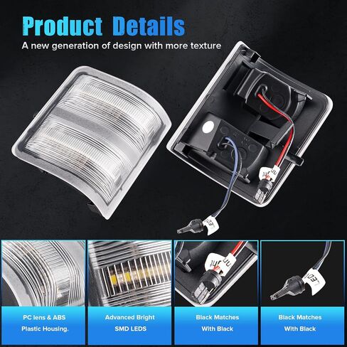 LED Mirror Turn Lights متوافقة مع 2008-2016 F250 F350 F450 F550 Super Duty | Switchback الأصفر/العنبر DRL أضواء وقوف السيارات | Amber Side Mirror Blinkers | عدسة الدخان (2 حزمة) in Kuwait