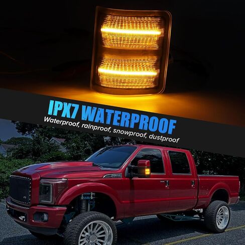 LED Mirror Turn Lights متوافقة مع 2008-2016 F250 F350 F450 F550 Super Duty | Switchback الأصفر/العنبر DRL أضواء وقوف السيارات | Amber Side Mirror Blinkers | عدسة الدخان (2 حزمة) in Kuwait