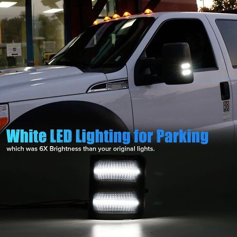 LED Mirror Turn Lights متوافقة مع 2008-2016 F250 F350 F450 F550 Super Duty | Switchback الأصفر/العنبر DRL أضواء وقوف السيارات | Amber Side Mirror Blinkers | عدسة الدخان (2 حزمة) in Kuwait