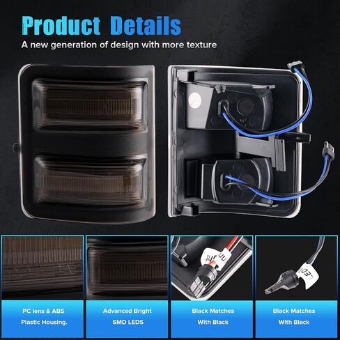 LED Mirror Turn Lights متوافقة مع 2008-2016 F250 F350 F450 F550 Super Duty | Switchback الأصفر/العنبر DRL أضواء وقوف السيارات | Amber Side Mirror Blinkers | عدسة الدخان (2 حزمة) in Kuwait