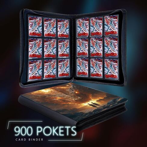 Card Binder for Cards 2Pack ، Trading Cards Binder 9 Pocket ، Collectible Card Zipper Arbouts Waterprics تناسب 980 بطاقة in Kuwait