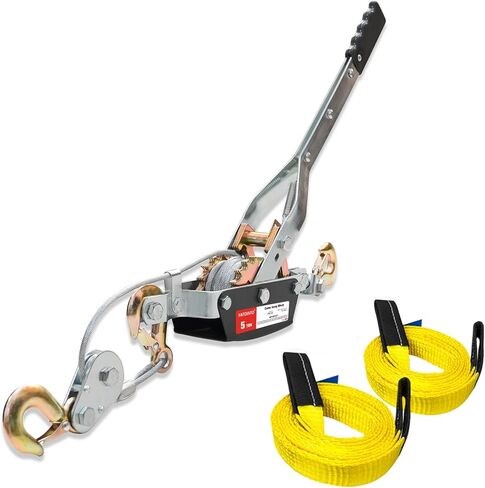 Come Along Winch 2-Ton (4400 Lbs) Pulling Capacity 7.54Ft 2 Hook Heavy Duty Power Cable Come Along Tool with Dual Gears Hand Winch Cable Automotive Hoist Winch Puller in Saudi Arabia