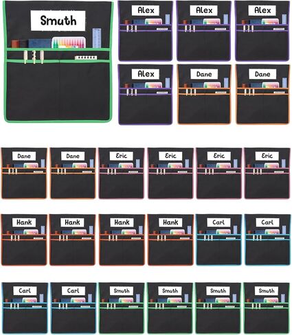 24 PCS Chair Pockets for Classroom,20"x17" Large Chair Pockets,Student Chair Pockets k-2, seat Sacks for Classroom Chairs with Name Tag 24,for Classroom School Home Kindergarten Black in Kuwait