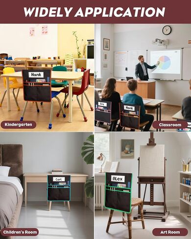 24 PCS Chair Pockets for Classroom,20"x17" Large Chair Pockets,Student Chair Pockets k-2, seat Sacks for Classroom Chairs with Name Tag 24,for Classroom School Home Kindergarten Black in Kuwait
