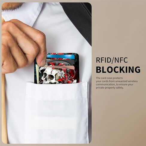 Flower Horse Slim Minimalist Wallet with Lanyard Strap, PU Leather Front Pocket Wallet RFID Blocking Credit Card Holder Card Cases with ID Window for Man Woman Boy Girl in Kuwait