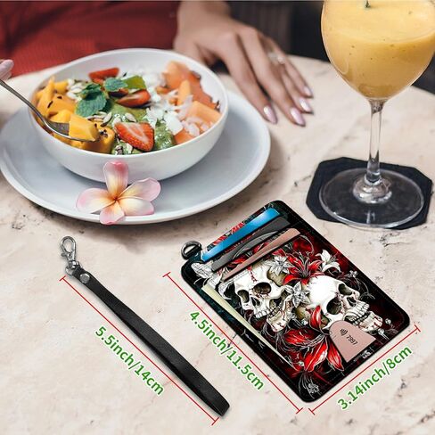 Flower Horse Slim Minimalist Wallet with Lanyard Strap, PU Leather Front Pocket Wallet RFID Blocking Credit Card Holder Card Cases with ID Window for Man Woman Boy Girl in Kuwait