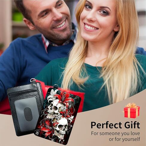 Flower Horse Slim Minimalist Wallet with Lanyard Strap, PU Leather Front Pocket Wallet RFID Blocking Credit Card Holder Card Cases with ID Window for Man Woman Boy Girl in Kuwait