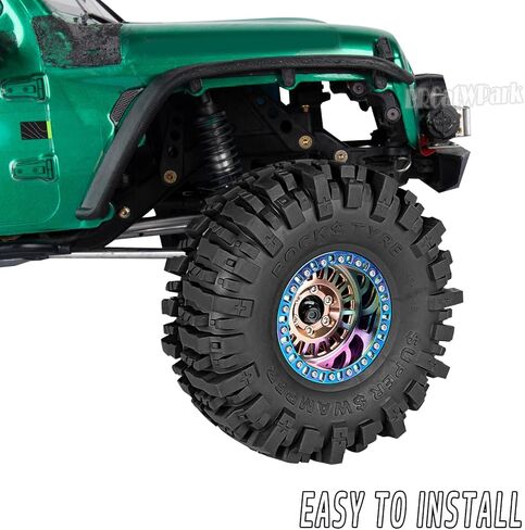 Aluminum 1.9 Beadlock Wheel Rims for 1/10 SCX10 SCX10 II 90046 SCX10 III AXI03007 SCX10 Pro TRX4 TRX6 Gen7/8 D90 VS4-10 MST CFX RC Crawler Car,4pcs RC 1.9 Beadlock Wheel Rims,Titanium in Kuwait