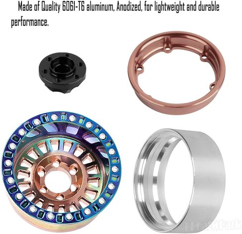 Aluminum 1.9 Beadlock Wheel Rims for 1/10 SCX10 SCX10 II 90046 SCX10 III AXI03007 SCX10 Pro TRX4 TRX6 Gen7/8 D90 VS4-10 MST CFX RC Crawler Car,4pcs RC 1.9 Beadlock Wheel Rims,Titanium in Kuwait