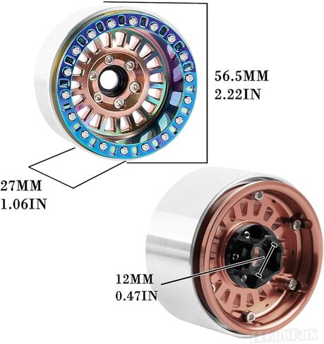 Aluminum 1.9 Beadlock Wheel Rims for 1/10 SCX10 SCX10 II 90046 SCX10 III AXI03007 SCX10 Pro TRX4 TRX6 Gen7/8 D90 VS4-10 MST CFX RC Crawler Car,4pcs RC 1.9 Beadlock Wheel Rims,Titanium in Kuwait