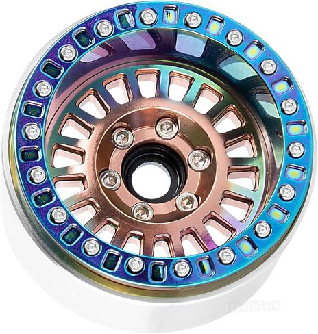 Aluminum 1.9 Beadlock Wheel Rims for 1/10 SCX10 SCX10 II 90046 SCX10 III AXI03007 SCX10 Pro TRX4 TRX6 Gen7/8 D90 VS4-10 MST CFX RC Crawler Car,4pcs RC 1.9 Beadlock Wheel Rims,Titanium in Kuwait