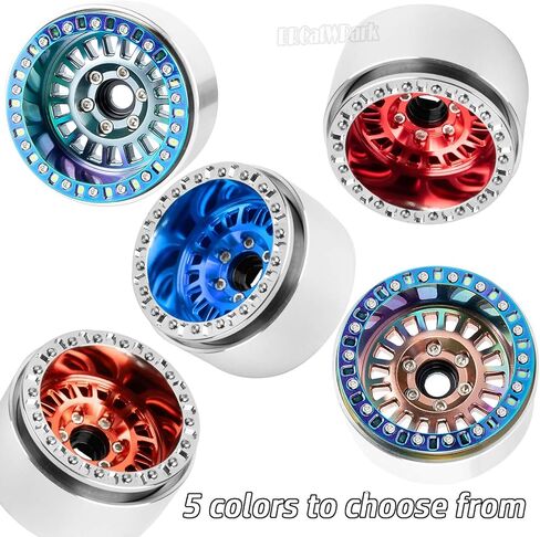 Aluminum 1.9 Beadlock Wheel Rims for 1/10 SCX10 SCX10 II 90046 SCX10 III AXI03007 SCX10 Pro TRX4 TRX6 Gen7/8 D90 VS4-10 MST CFX RC Crawler Car,4pcs RC 1.9 Beadlock Wheel Rims,Titanium in Kuwait