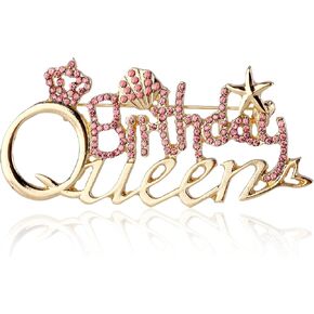 Birthday Brooch Pins for Women, 3x2 Inch Zinc Alloy Letter Brooch Pin Gold Diamond Crown Brooch Birthday Gift for Birthday Party Supplies in Kuwait