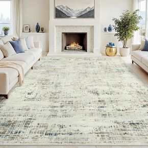 8x10 Area Rugs Washable Rug: Anti-Skid Abstract Modern Living Room Rug Soft Thin Carpets Indoor Floor Non-Shedding Carpet for Bedroom Dining Farmhouse Nursery Home Office (White Gray, 8'x10') in Saudi Arabia
