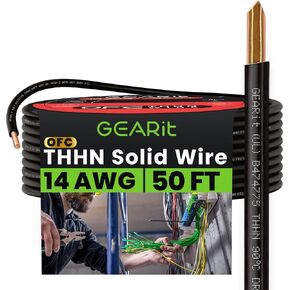 سلك Thhn الصلب من Gearit (مقياس 14 ، 50 قدمًا) من سلك المبنى الكهربائي 100 ٪ ، تم تقييمه لما يصل إلى 600 فولت ، موصل واحد ، سترة من النايلون ، UL مدرج/ROHS - أحمر ، 50 قدمًا ، 50 قدمًا in Kuwait