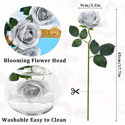 Waipfaru Halloween Flowers, Fake Black Roses Artificial Flowers, Artificial Roses with Long Stems, Faux Silk Roses for Wedding Bouquet Table Centerpieces Indoor Outdoor Decor (10 Pcs, Black) in Kuwait